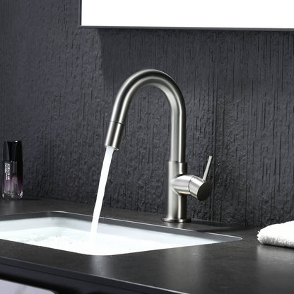 Aquavit Circular Series Pull Out Bathroom Faucet Magnetic Docking Lead Free Brass AT090811