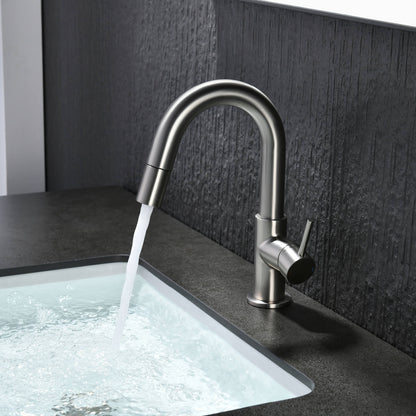 Aquavit Circular Series Pull Out Bathroom Faucet Magnetic Docking Lead Free Brass AT090811