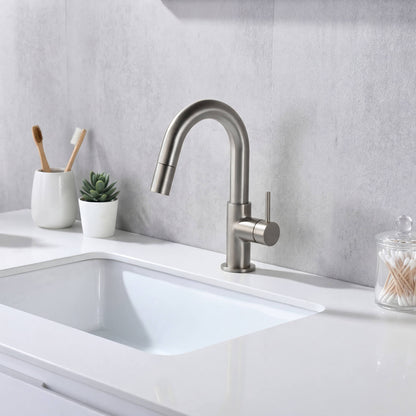 Aquavit Circular Series Pull Out Bathroom Faucet Magnetic Docking Lead Free Brass AT090811