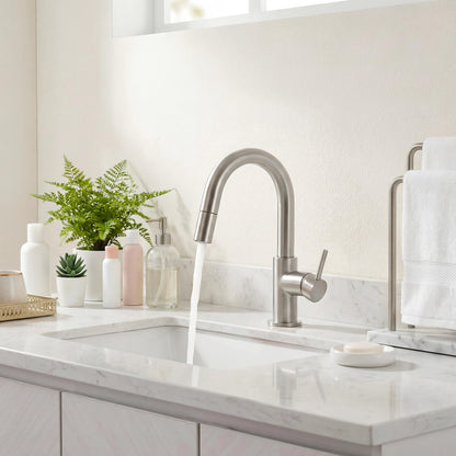 Aquavit Circular Series Pull Out Bathroom Faucet Magnetic Docking Lead Free Brass AT090811