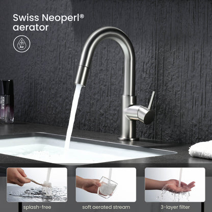 Aquavit Circular Series Pull Out Bathroom Faucet Magnetic Docking Lead Free Brass AT090811