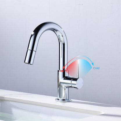 Aquavit Circular Series Pull Out Bathroom Faucet Magnetic Docking Lead Free Brass AT090811