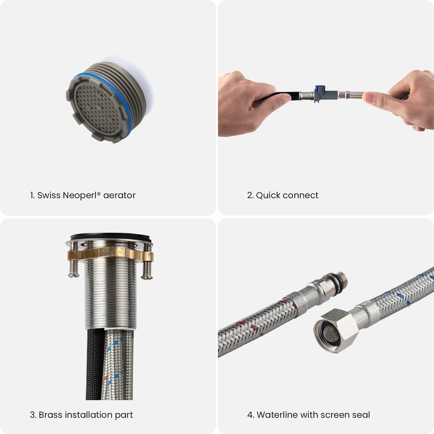 Aquavit Circular Series Pull Out Bathroom Faucet Magnetic Docking Lead Free Brass AT090811