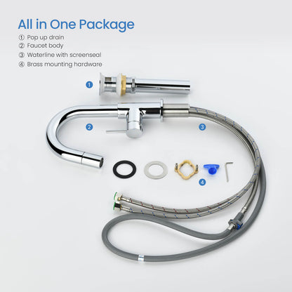 Aquavit Circular Series Pull Out Bathroom Faucet Magnetic Docking Lead Free Brass AT090811