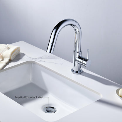 Aquavit Circular Series Pull Out Bathroom Faucet Magnetic Docking Lead Free Brass AT090811