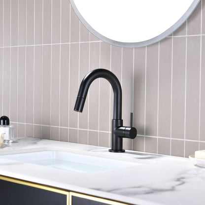 Aquavit Circular Series Pull Out Bathroom Faucet Magnetic Docking Lead Free Brass AT090811