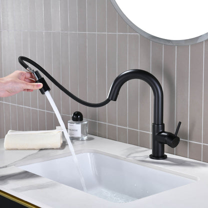 Aquavit Circular Series Pull Out Bathroom Faucet Magnetic Docking Lead Free Brass AT090811