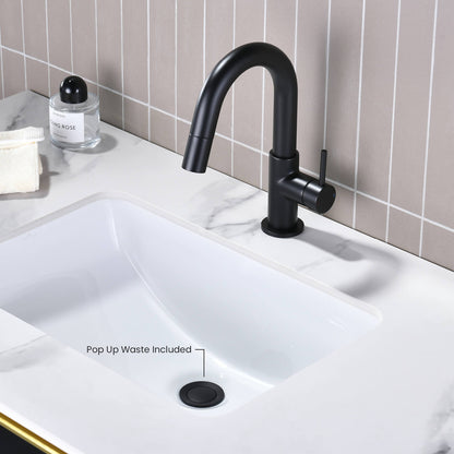 Aquavit Circular Series Pull Out Bathroom Faucet Magnetic Docking Lead Free Brass AT090811