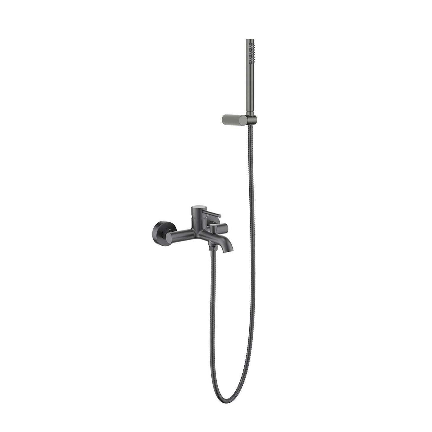 Aquavit Circular brushed gunmetal solid brass bath shower mixer set with brass hand shower AT092203