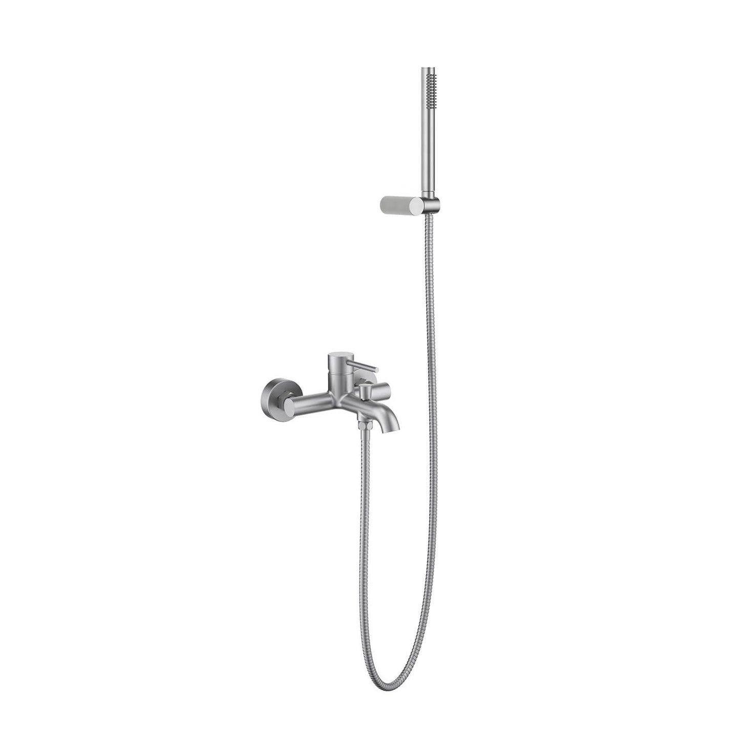 Aquavit Circular brushed nickel solid brass bath shower mixer set with brass hand shower AT092203