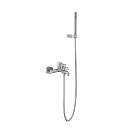 Aquavit Circular brushed nickel solid brass bath shower mixer set with brass hand shower AT092203