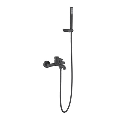Aquavit Circular matte black solid brass bath shower mixer set with brass hand shower AT092203