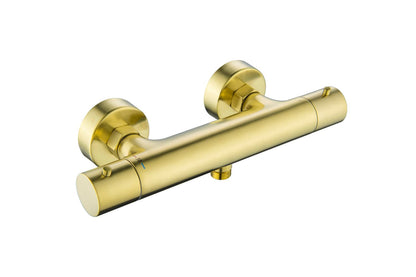 Aquavit Circular brushed gold cool-touch thermostatic shower mixer AT092300