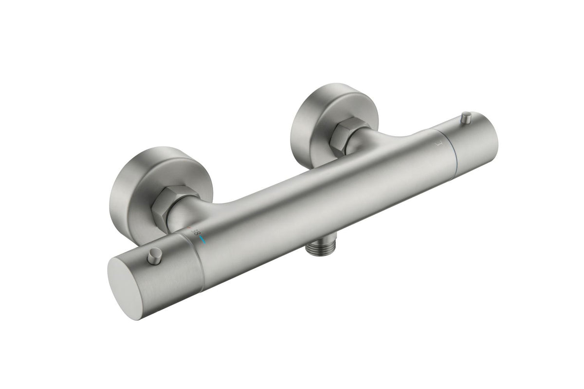 Aquavit Circular brushed nickel cool-touch thermostatic shower mixer AT092300