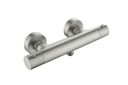 Aquavit Circular brushed nickel cool-touch thermostatic shower mixer AT092300