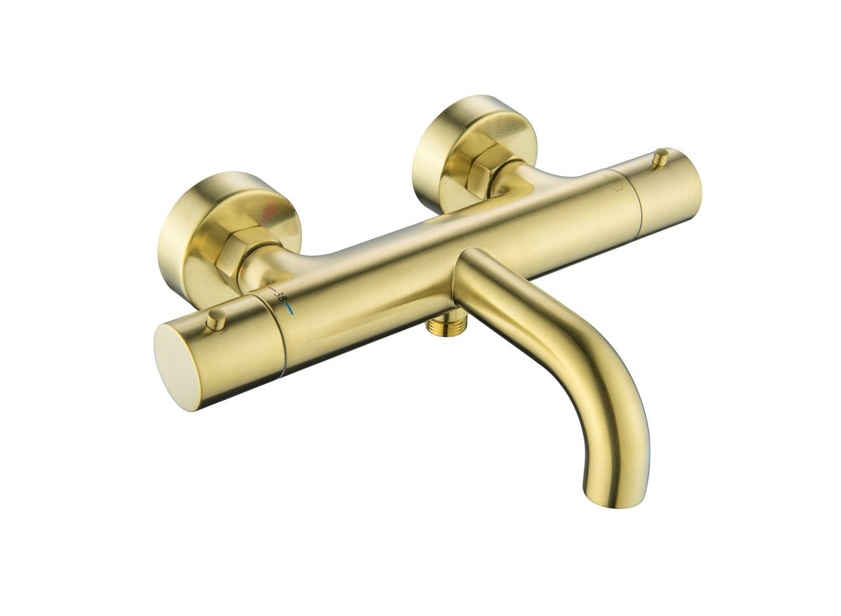 Aquavit Circular brushed Gold thermostatic bath shower mixer AT092400