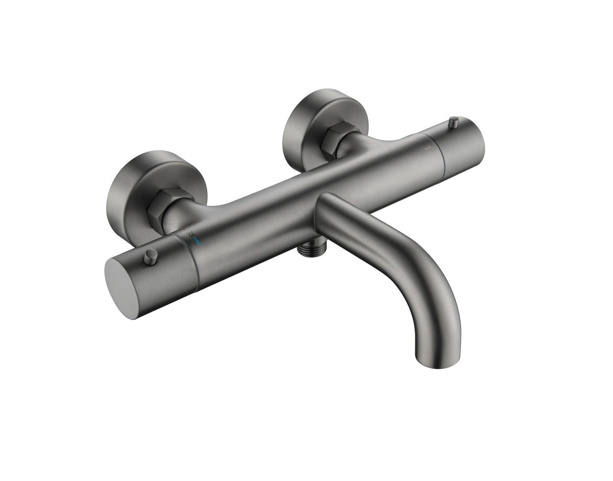 Aquavit Circular brushed gunmetal thermostatic bath shower mixer AT092400