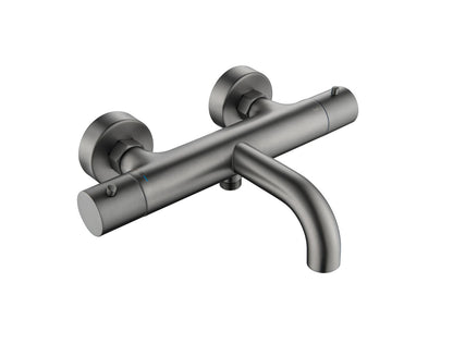 Aquavit Circular brushed gunmetal thermostatic bath shower mixer AT092400