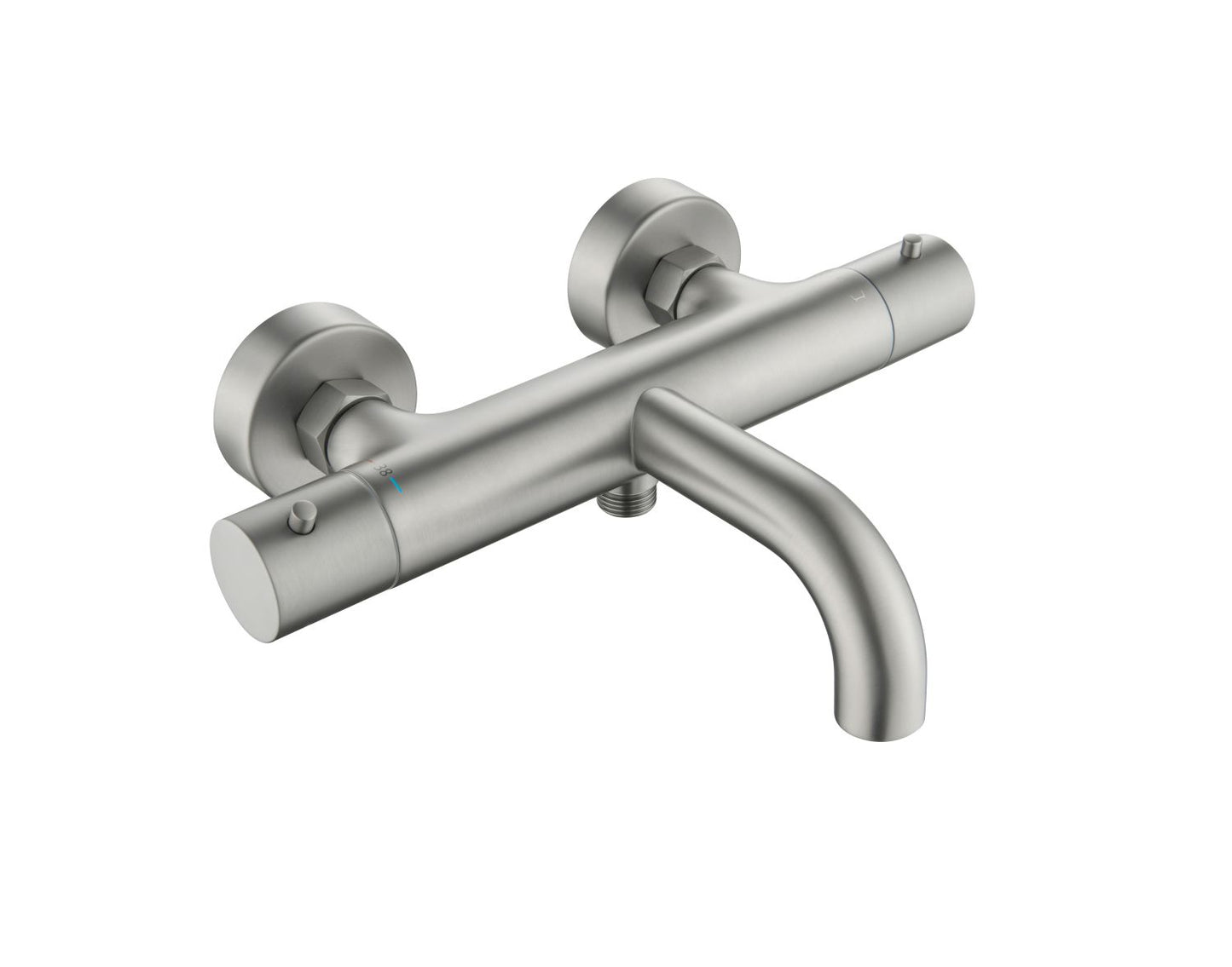 Aquavit Circular brushed nickel thermostatic bath shower mixer AT092400