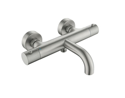 Aquavit Circular brushed nickel thermostatic bath shower mixer AT092400