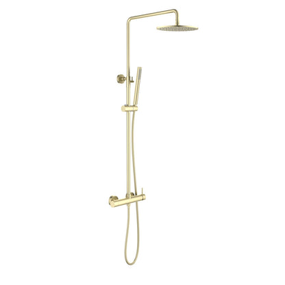 Aquavit Circular brushed gold two-outlet shower column with SUS304 head shower AT096202