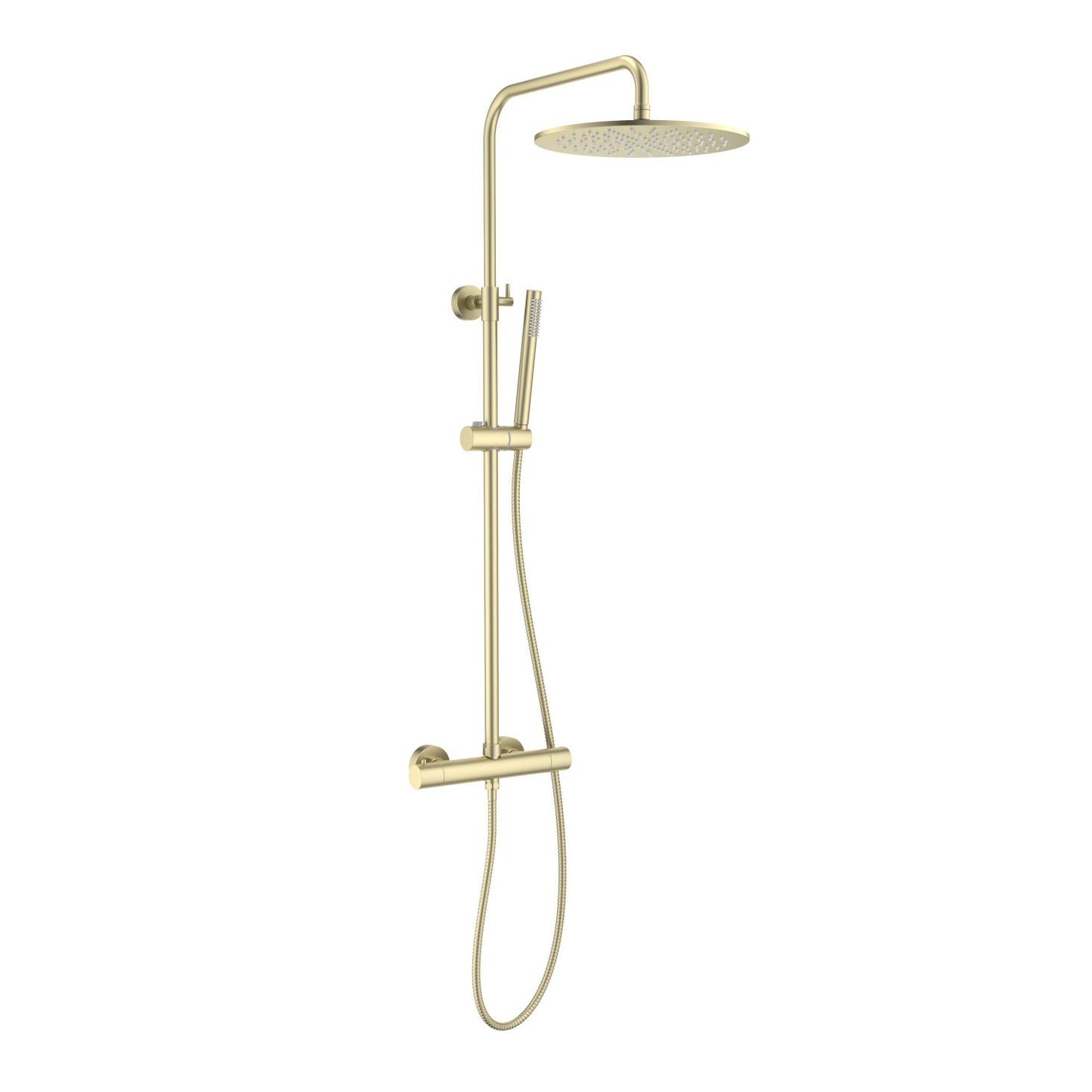 Aquavit Circular brushed gold two-outlet thermostatic shower column AT097501