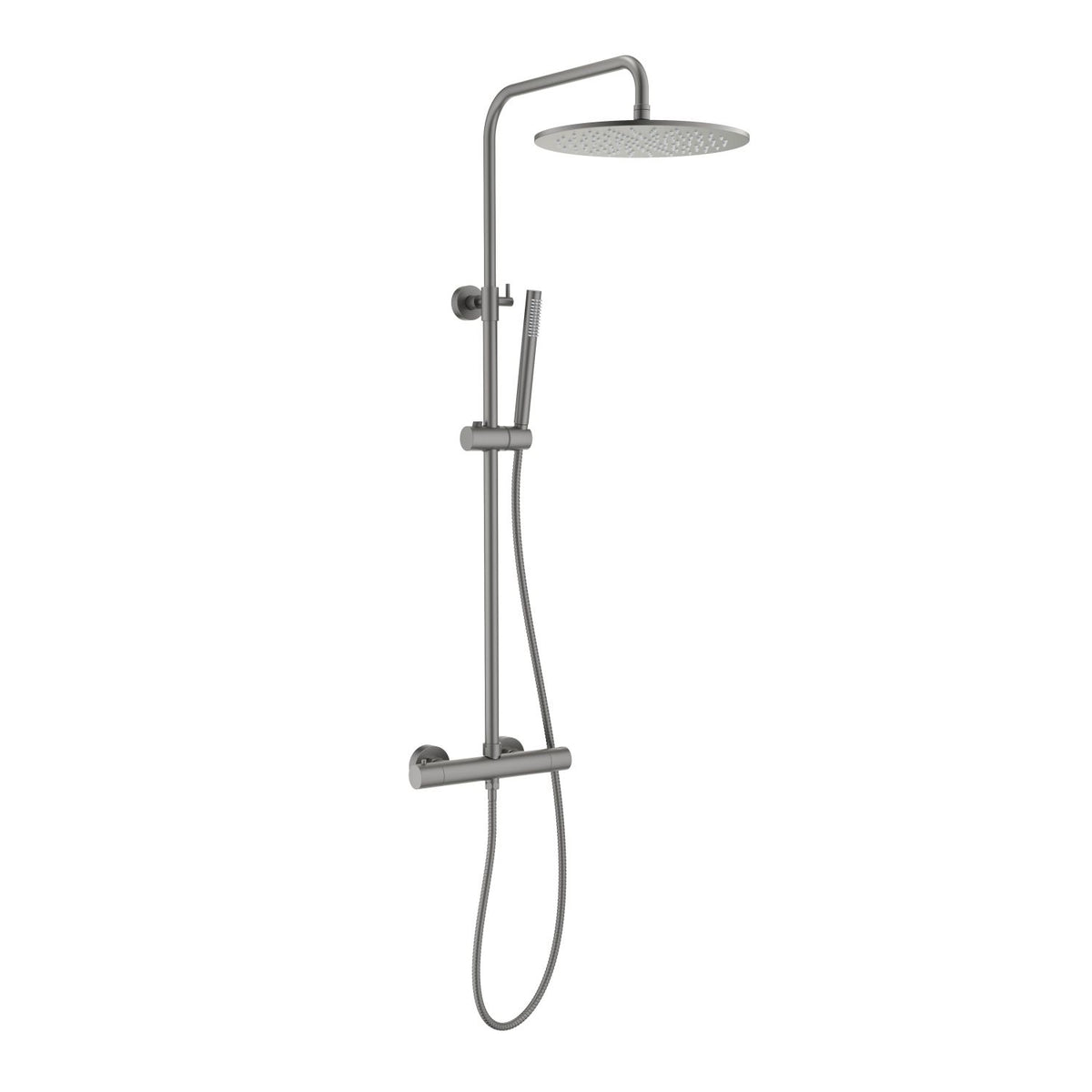 Aquavit Circular brushed gunmetal two-outlet thermostatic shower column AT097501