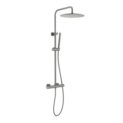 Aquavit Circular brushed gunmetal two-outlet thermostatic shower column AT097501