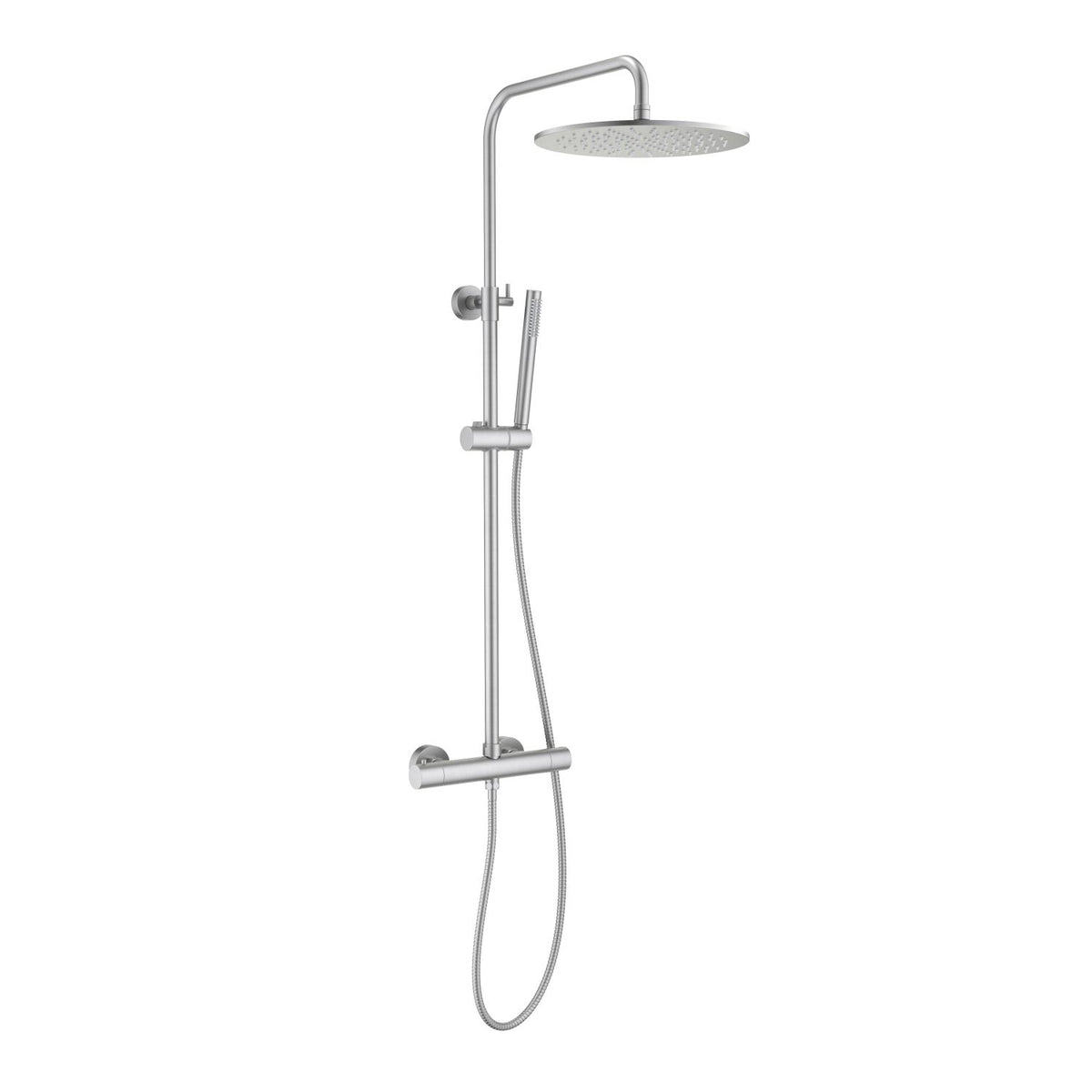 Aquavit Circular brushed nickel two-outlet thermostatic shower column AT097501