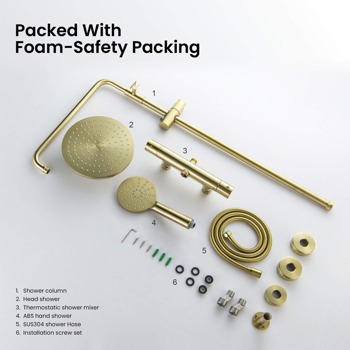 AT097502 shower column components packed with protective EPE foam