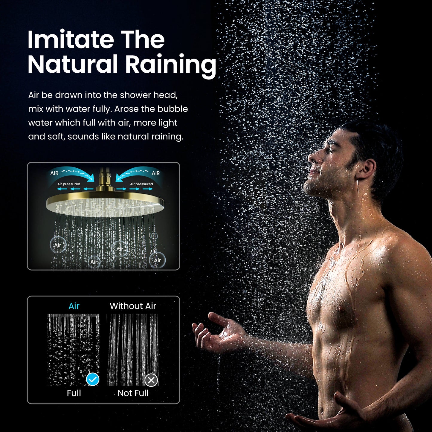 AT097502 overhead shower delivering a natural rain-style spray