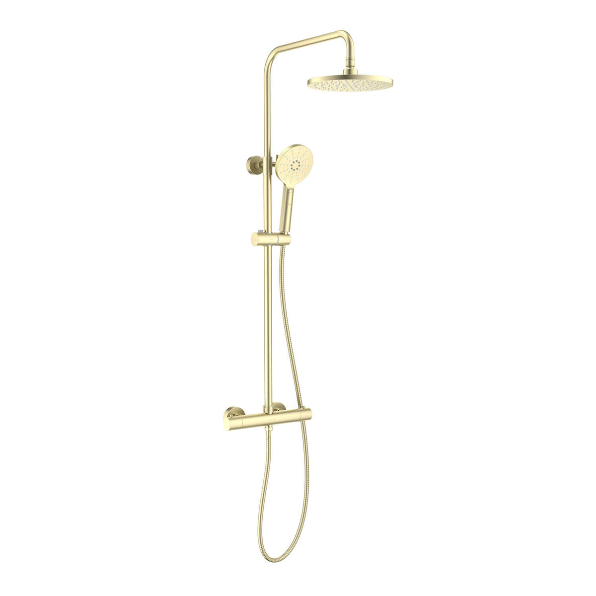 Aquavit Circular brushed gold two-outlet thermostatic shower column AT097502