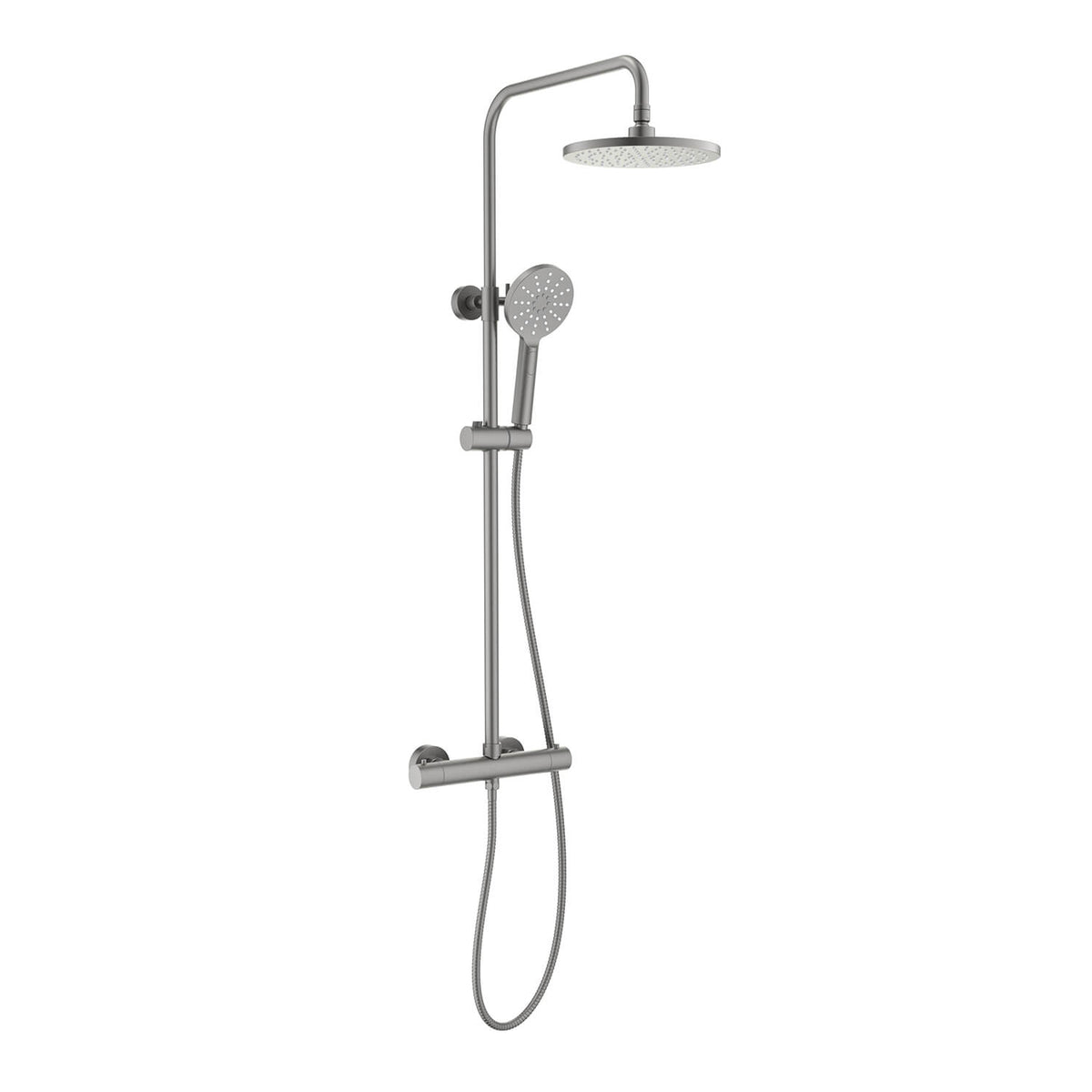 Aquavit Circular brushed gunmetal two-outlet thermostatic shower column AT097502