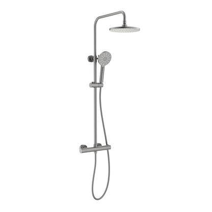 Aquavit Circular brushed gunmetal two-outlet thermostatic shower column AT097502