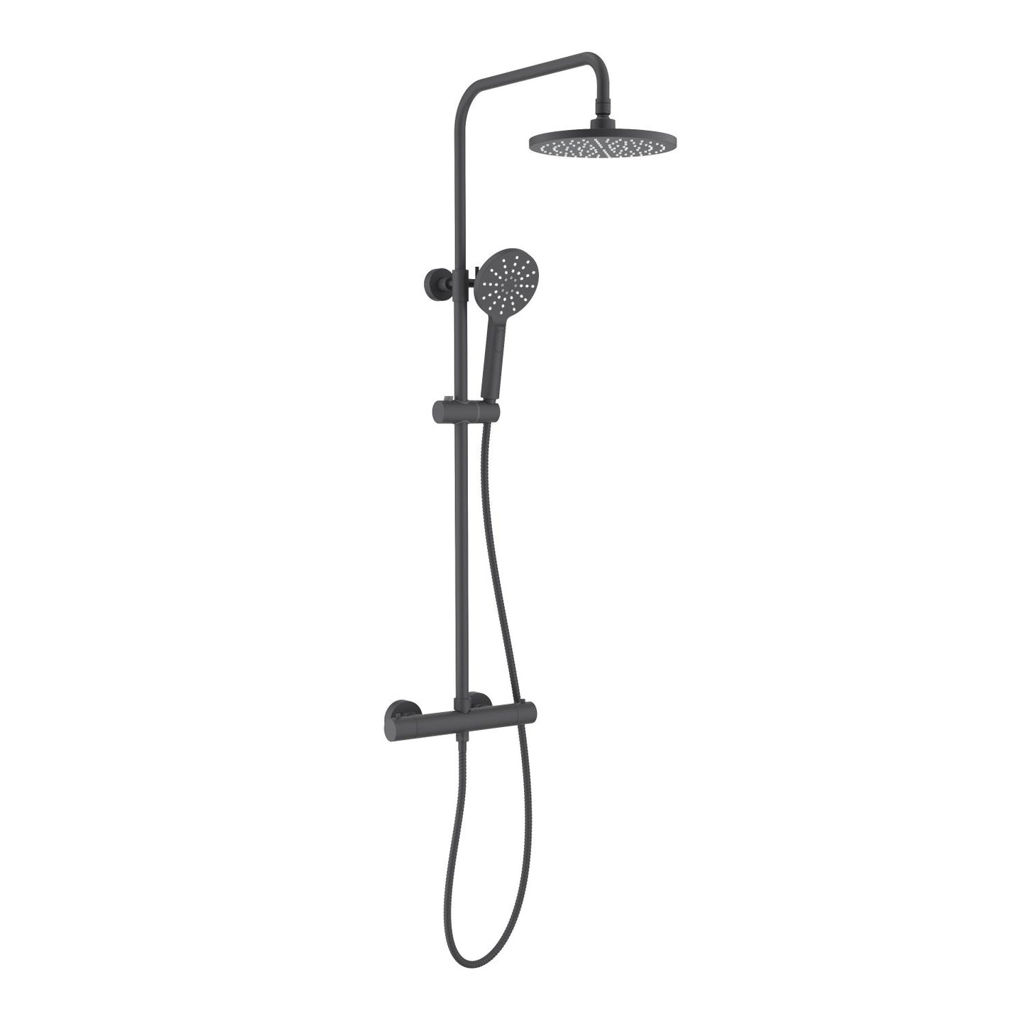 Aquavit Circular matte black two-outlet thermostatic shower column AT097502