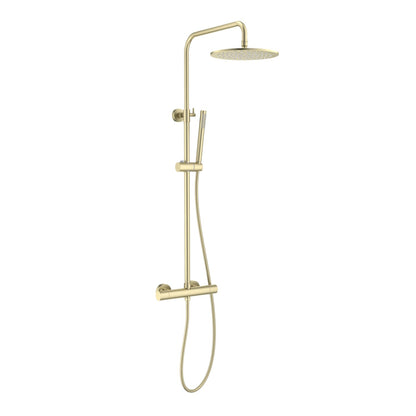 Aquavit Circular brushed gold two-outlet thermostatic shower column AT097503