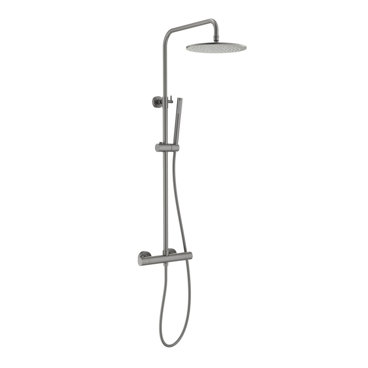Aquavit Circular brushed gunmetal two-outlet thermostatic shower column AT097503