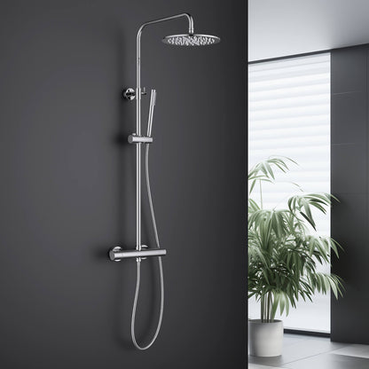 Aquavit Circular chrome two-outlet thermostatic shower column AT097503