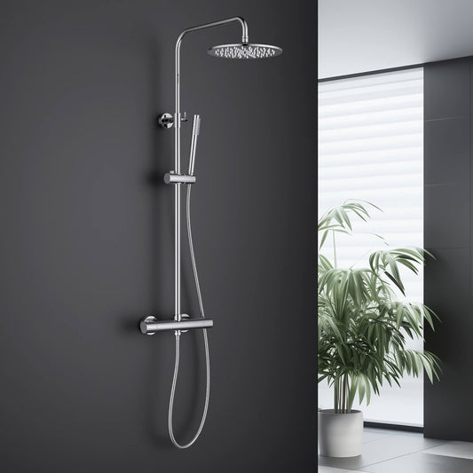 Aquavit Circular chrome two-outlet thermostatic shower column AT097503