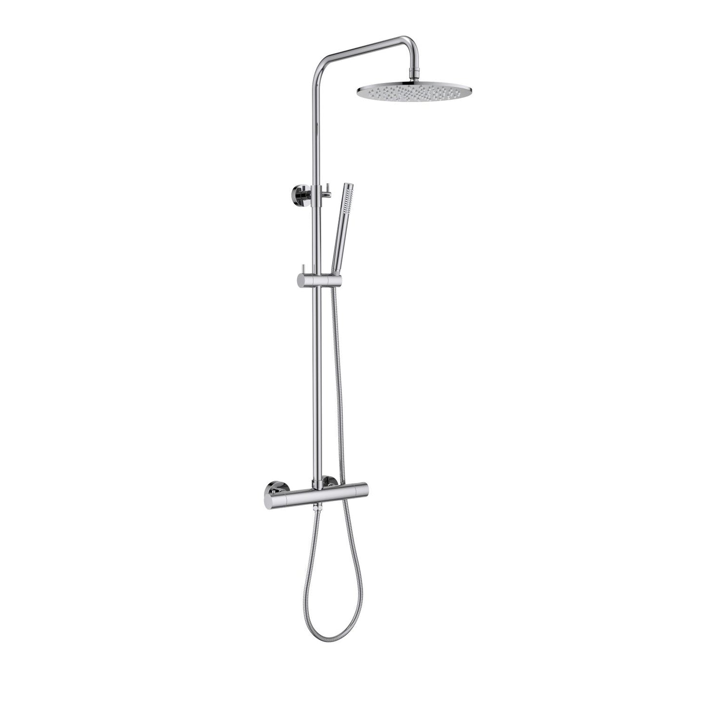 Aquavit Circular chrome thermostatic shower column with brass adjustable holder AT097504