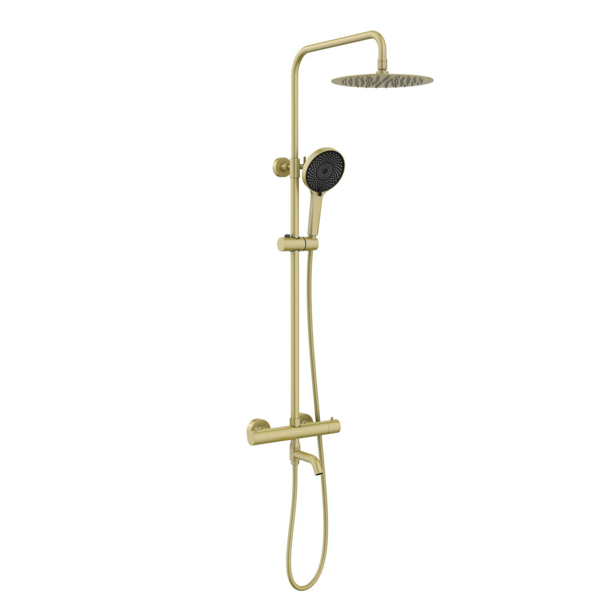 Aquavit Circular brushed gold three-outlet thermostatic shower column AT097601
