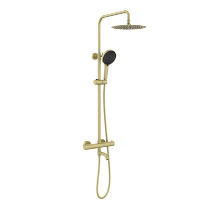 Aquavit Circular brushed gold three-outlet thermostatic shower column AT097601