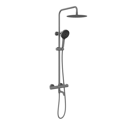 Aquavit Circular brushed gunmetal three-outlet thermostatic shower column AT097601