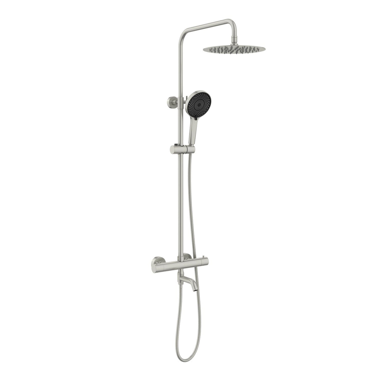 Aquavit Circular brushed nickel three-outlet thermostatic shower column AT097601