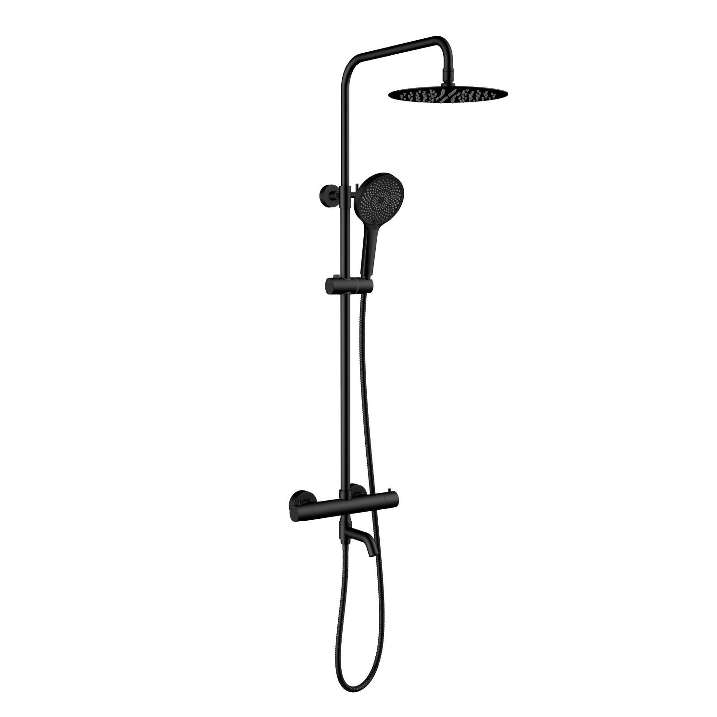 Aquavit Circular matte black three-outlet thermostatic shower column AT097601