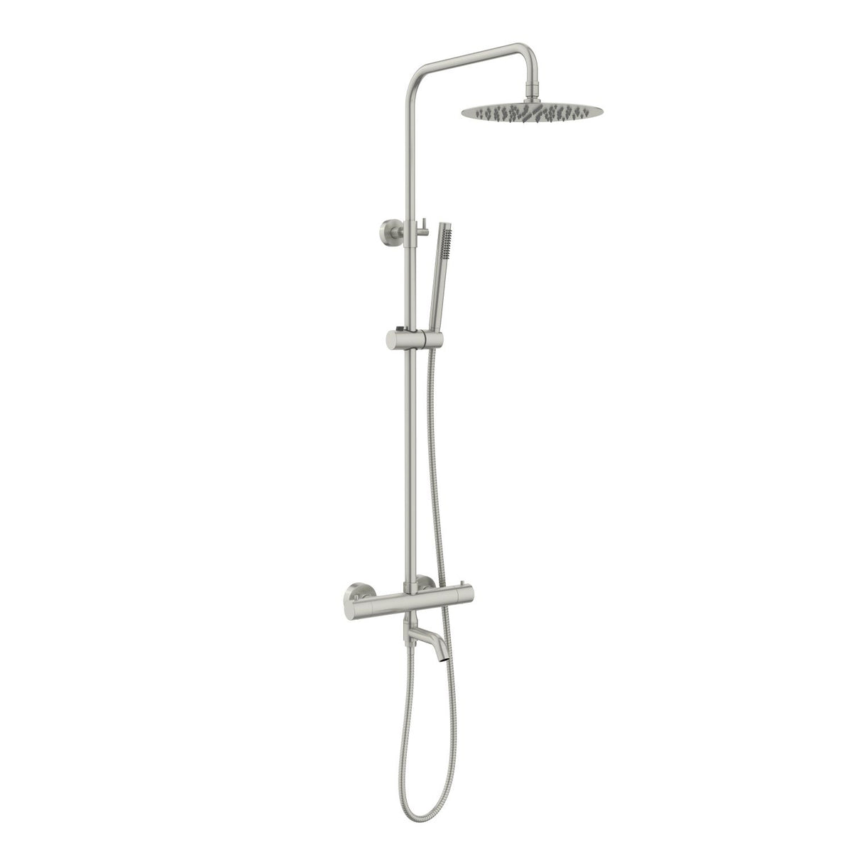 Aquavit Circular brushed nickel three-outlet thermostatic shower column AT097602