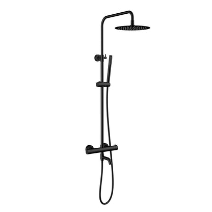 Aquavit Circular matte black three-outlet thermostatic shower column AT097602