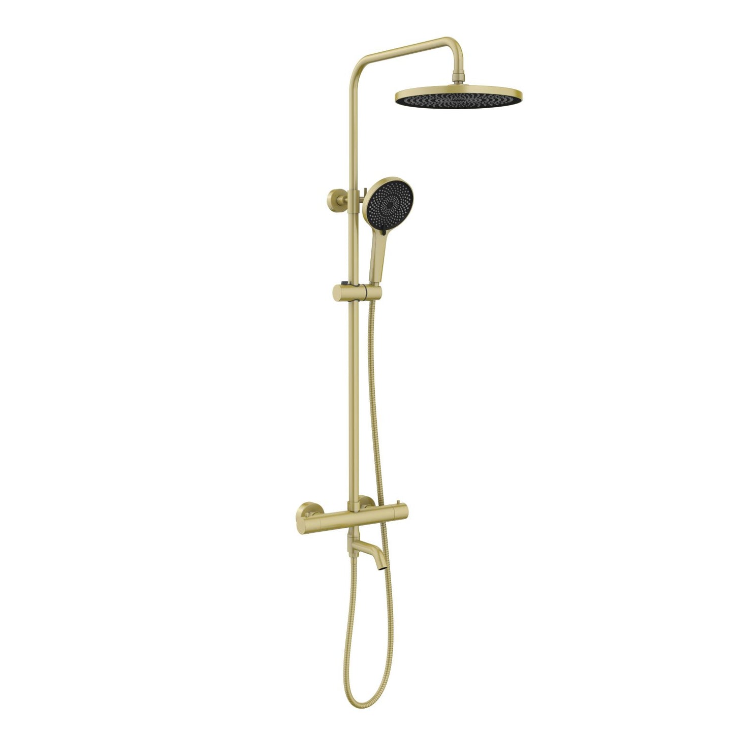 Aquavit Circular brushed gold three-outlet thermostatic shower column AT097603