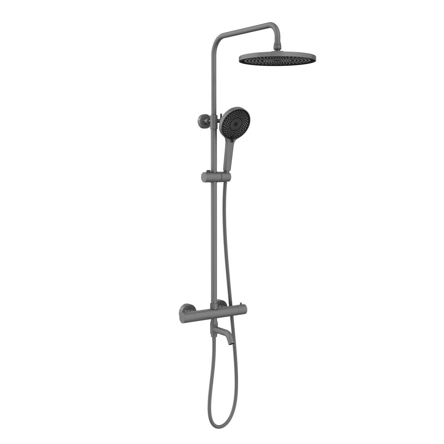 Aquavit Circular brushed gunmetal three-outlet thermostatic shower column AT097603