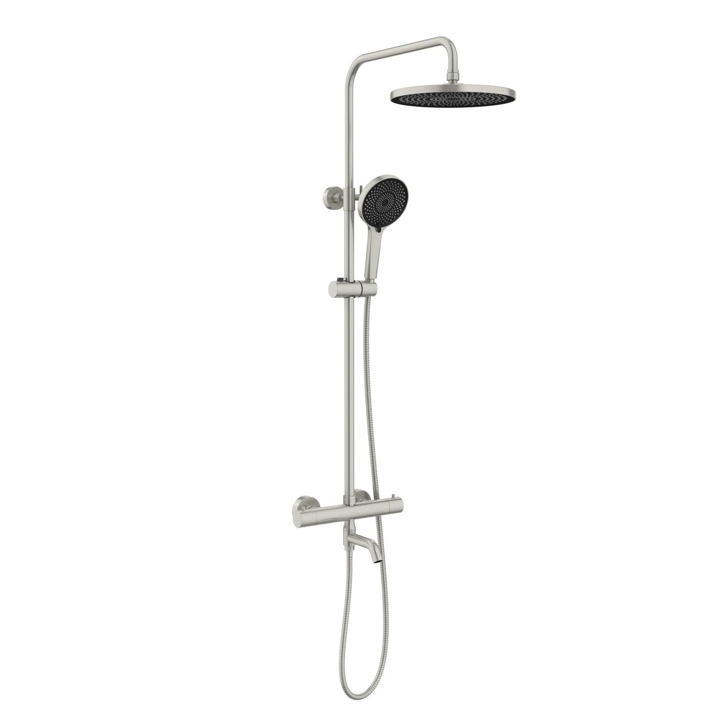 Aquavit Circular brushed nickel three-outlet thermostatic shower column AT097603